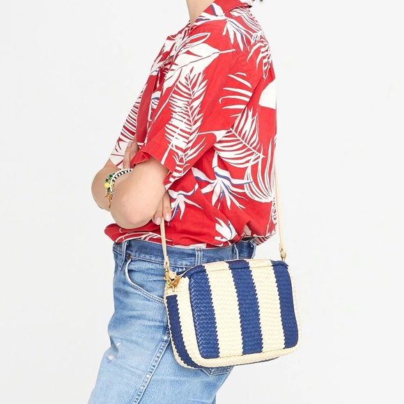 Clare V Woven Racing Stripe Marisol in Indigo & Cream - Picture 10 of 10